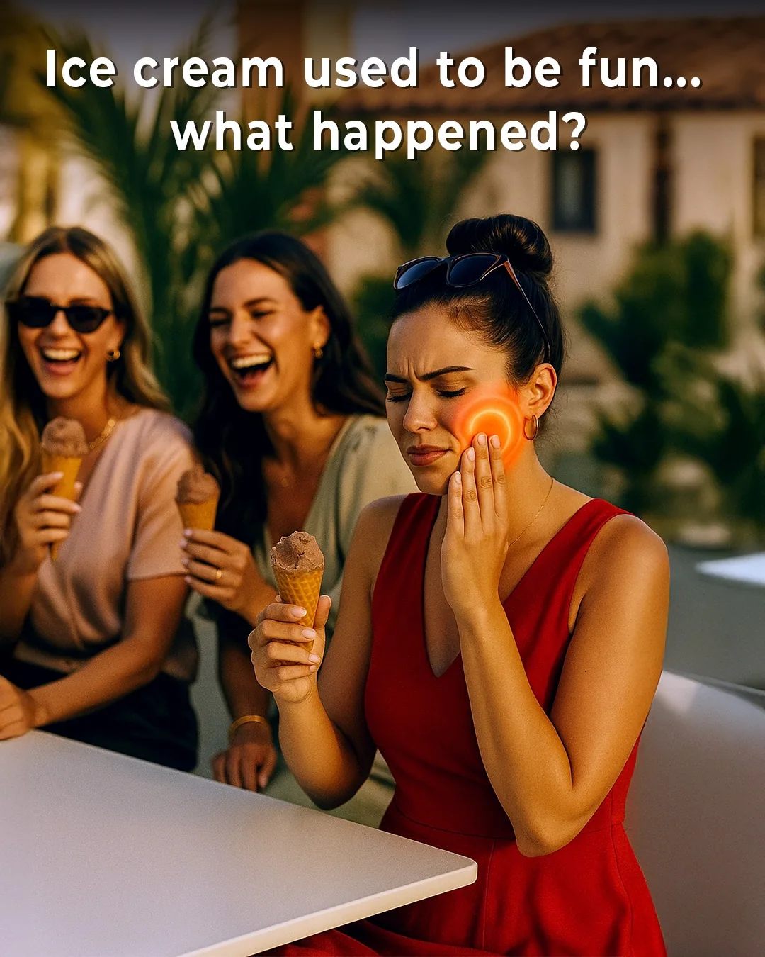 KLYRO sensitivity ad with friends eating ice cream.