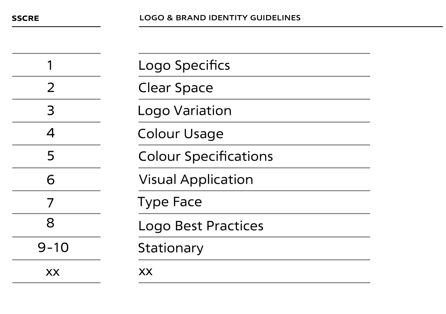 SSCRE brand guideline contents