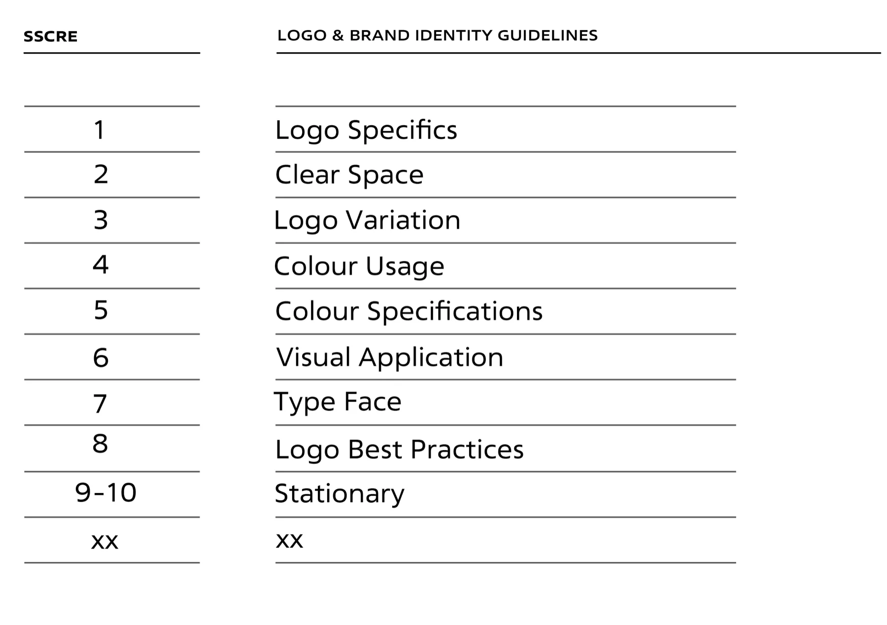 SSCRE brand guideline contents